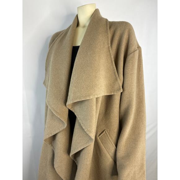 NWT Lauren Ralph Lauren truffle color draped waterfall open front coat size med - Picture 5 of 16